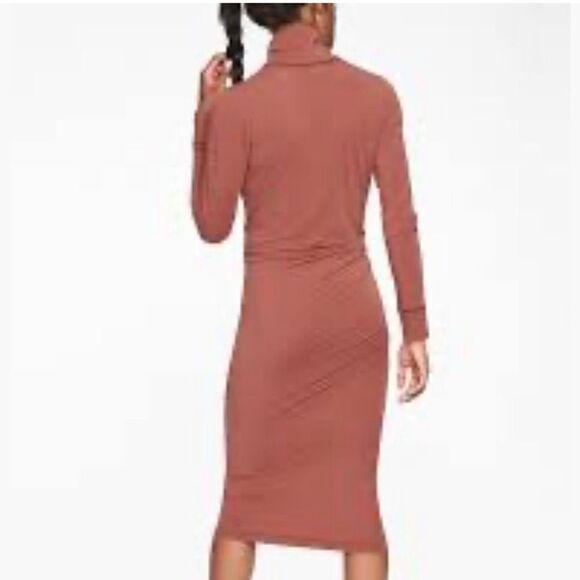 Athleta Industry turtleneck sheath midi dress Size XS Havana Brown rust - Picture 2 of 10